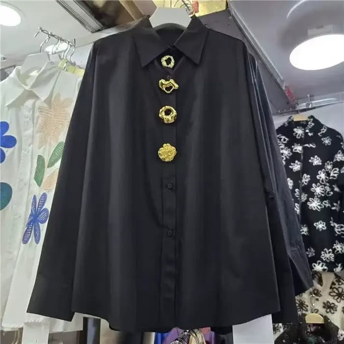 Marque de luxe Design surdimensionné coton mi-long chemises et chemisiers femmes à manches longues simple boutonnage haut femme Blouse vêtements