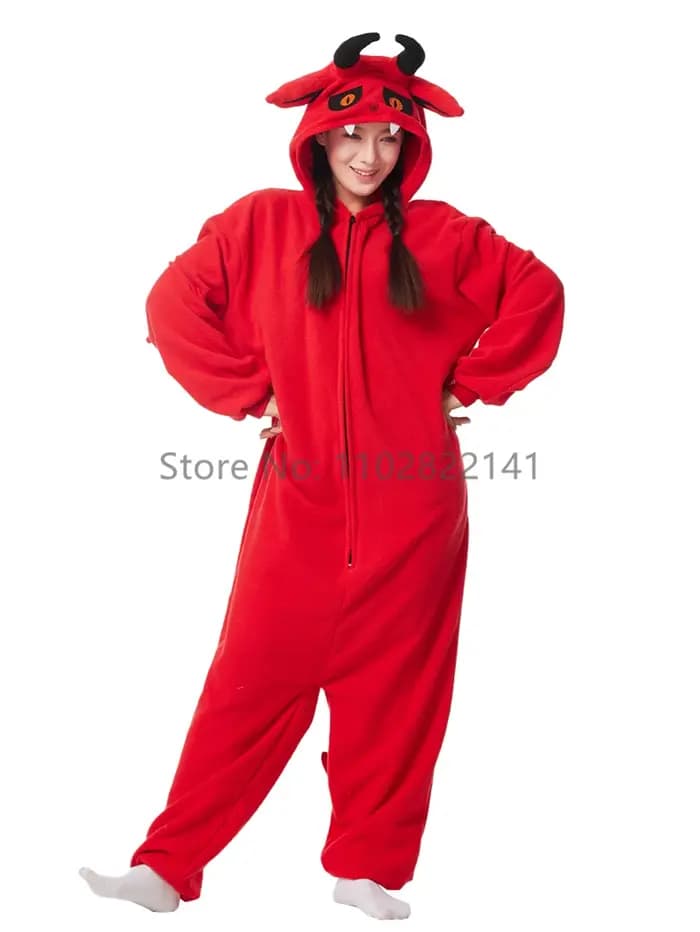 Favofans adulte Kigurumis pyjamas Halloween Onesie Reddemon pour femmes hommes dessin animé pyjama Homewear Cosplay Costume