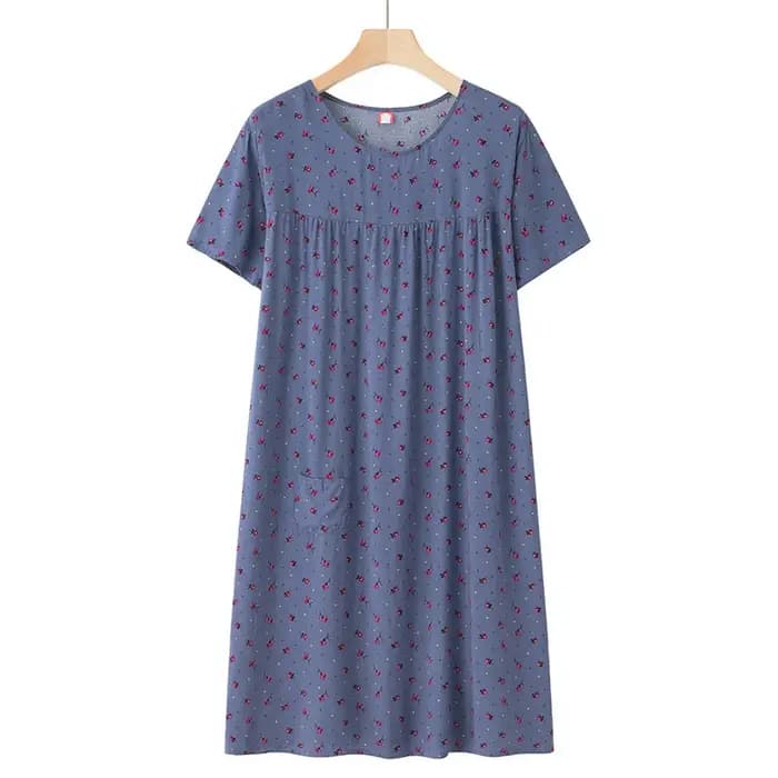 Chemises de nuit à manches courtes pour femmes d'âge moyen et âgées, pyjama d'été fin et ample, impr