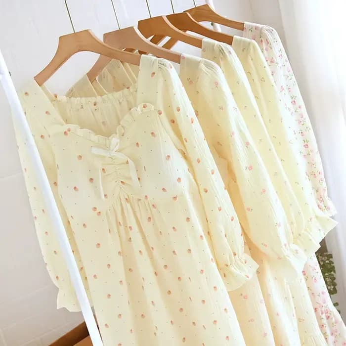 Vêtements de nuit en coton chemise de nuit et pyjama costume pour femmes printemps mignon doux maison vêtements ample doux et confortable Pijamas Feminino