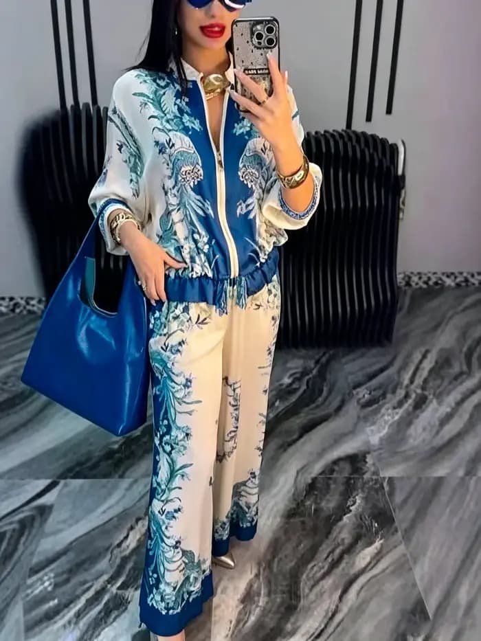 Ensemble pyjama 2 pièces élégant à imprimé floral Phénix