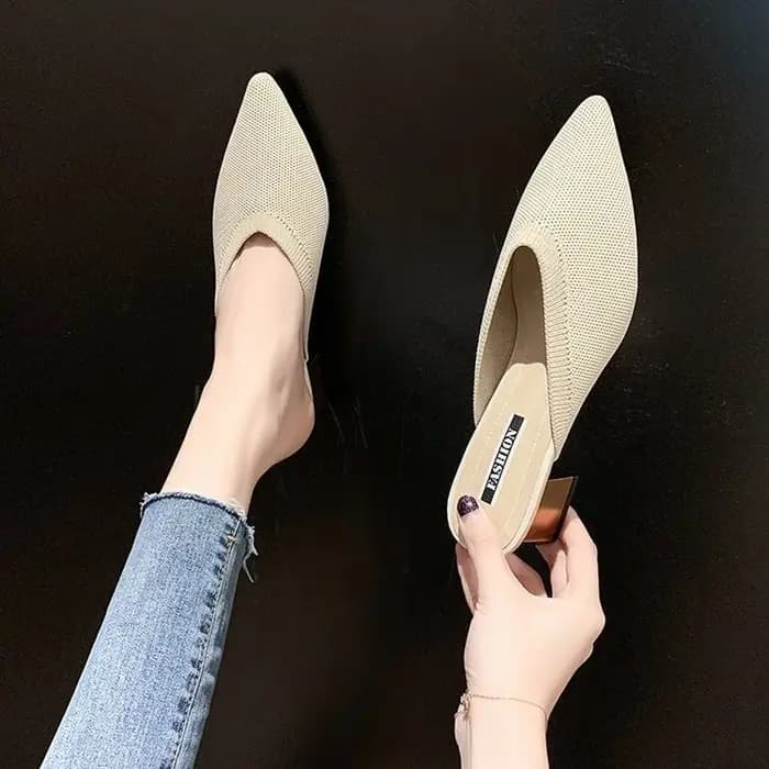Pantoufles en Maille artificiel astique Jolie tue pour Femme