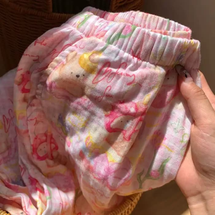 Japonais mignon dessin animé pyjama pantalon femme INS nouvelles filles ample décontracté maison