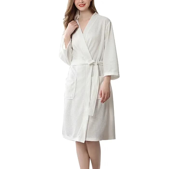 Robe de bain à Absorption d'eau pour femmes, peignoir gaufré solide, Robe de maison pour Spa, chemis