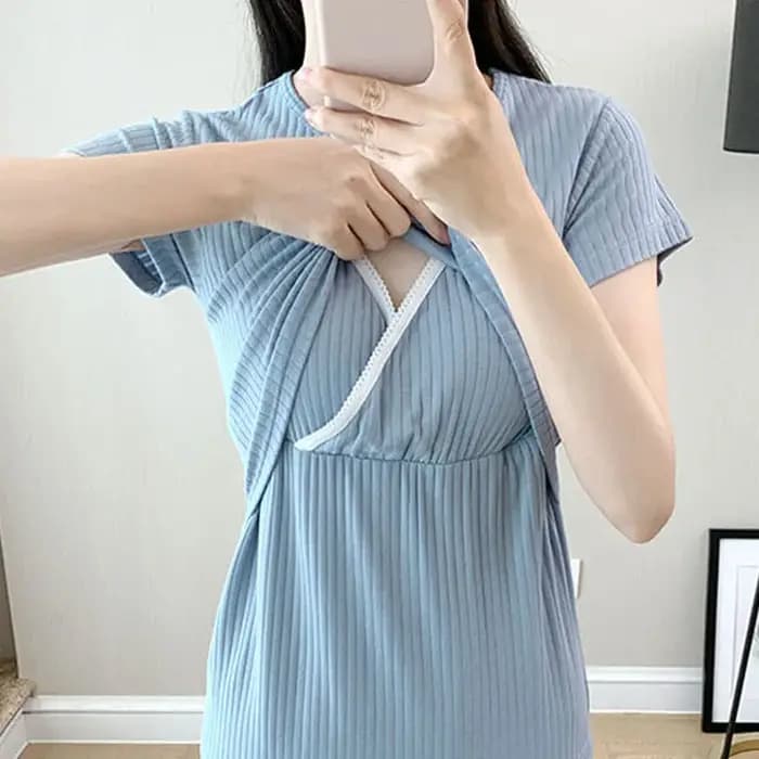Pyjamas de maternité été femmes post-partum costumes nouveaux vêtements d'allaitement à manches courtes Homewear