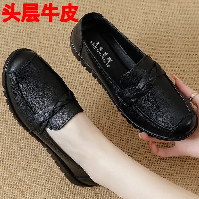 Chaussons en cuir décontractés et respirants pour maman