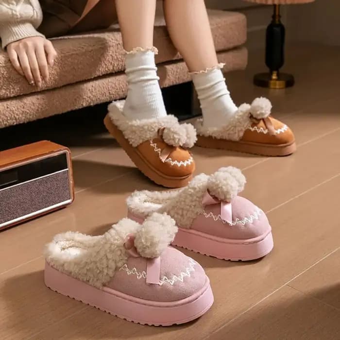 Pantoufles en peluche de coton antidérapantes durables