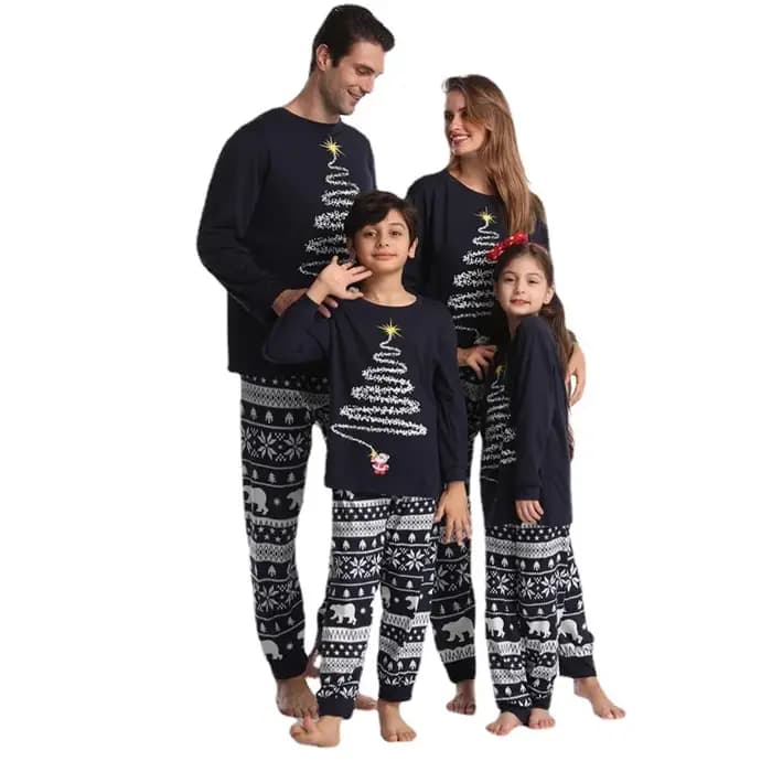 Nouvelle famille correspondant pyjamas noël Parent-enfant mère fille coton costume printemps automne père fils dessin animé haut pantalon ensemble