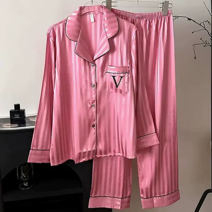 Femmes deux pièces pyjamas dame vêtements de nuit 2025 nouveau classique femme Homewear simulé soie