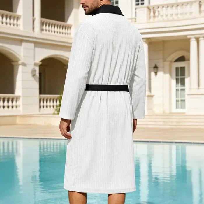 Peignoir en tricot grande taille pour homme, séchage rapide, avec ceinture, color block, long, pour piscine, tenue de nuit et détente masculine