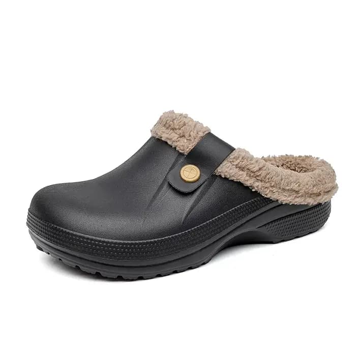 ELUVA unisexe pantoufles hiver chaud maison chaussures intérieur extérieur EVA imperméable anti-dérapant flou doublure en peluche confort plate-forme sabots