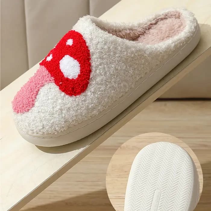 Pantoufles d'intérieur à motif de champignon pour femmes