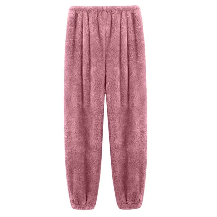 Femmes velours pyjama pantalon taille élastique maison décontracté chaud laine