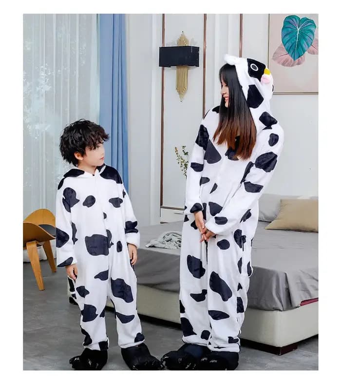 Adultes vache dessin animé pyjamas animaux Onesies Cosplay Costumes combinaison vêtements de nuit à capuche Halloween une pièce pour la performance