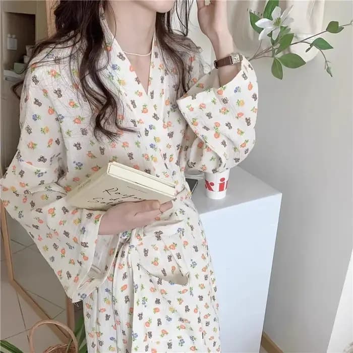Nouveauté printemps/automne : Robe de chambre mignonne inspirée d'Instagram avec imprimé de dessins