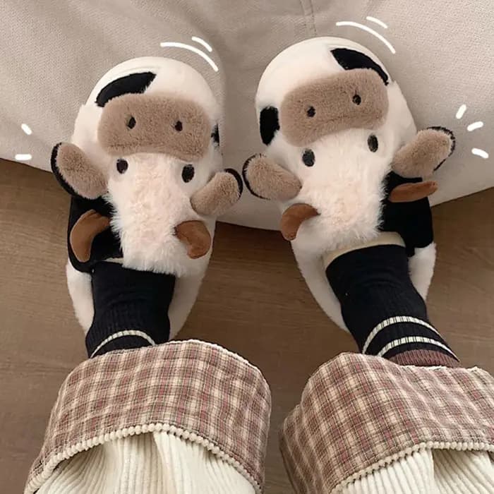 Pantoufles de vache confortables pour femmes et hommes
