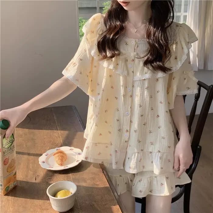 Pyjama d'été doux Style princesse pour femmes