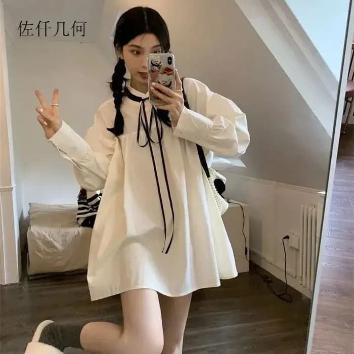 Robe courte Vintage française à manches bouffantes pour femmes