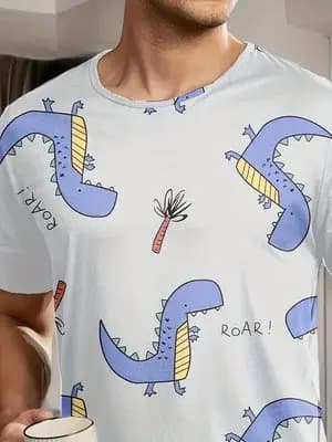Ensemble pyjama pour homme avec imprimés dinosaures en carton