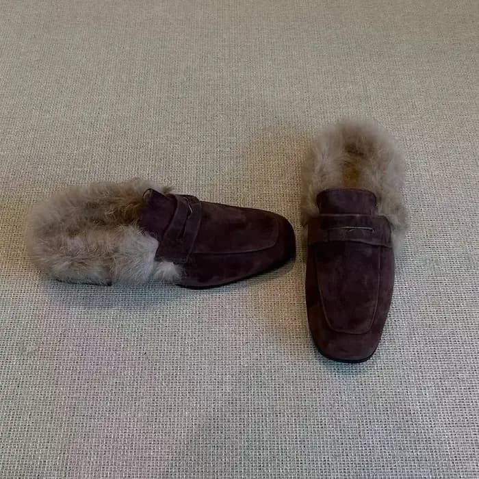 Pantoufles en fourrure pour femme