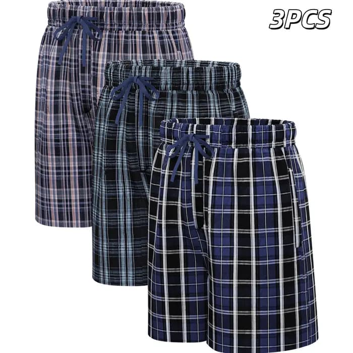 Lot de 3 shorts de pyjama pour homme en coton tissé