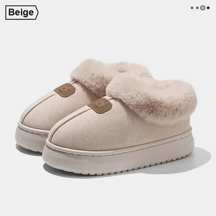 Pantoufles d'hiver doublées en polaire pour hommes et femmes, avec couvre-cheville, semelle épaisse,