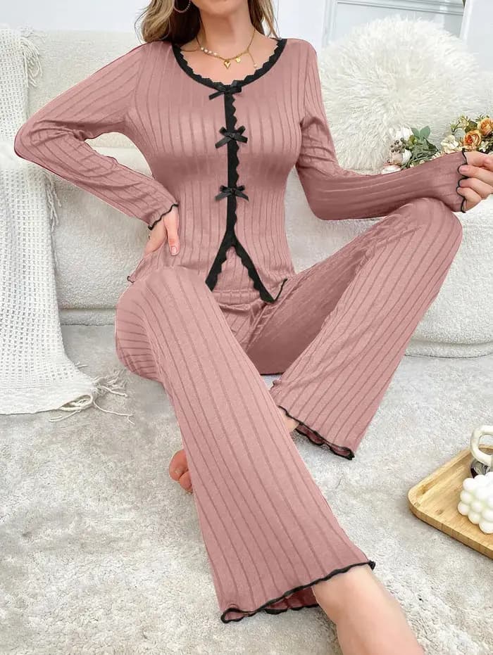 Chaud hiver vêtements de nuit Pyjamas Ensembles Pyjama Femme Ensemble pantalon Ensembles à manches l