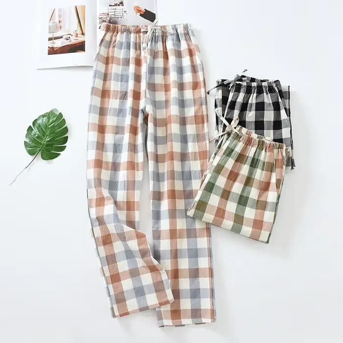 Pantalon de pyjama en coton à carreaux pour femmes et hommes