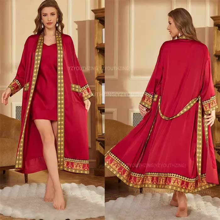 Hommes Robe vêtements De nuit Style Baroque imprimé Kimono Satin Peignoire De Douche Homme Couple peignoir