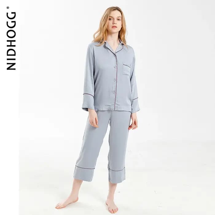 Pyjama Élégant en Viscose à Manches sulfpour Femme