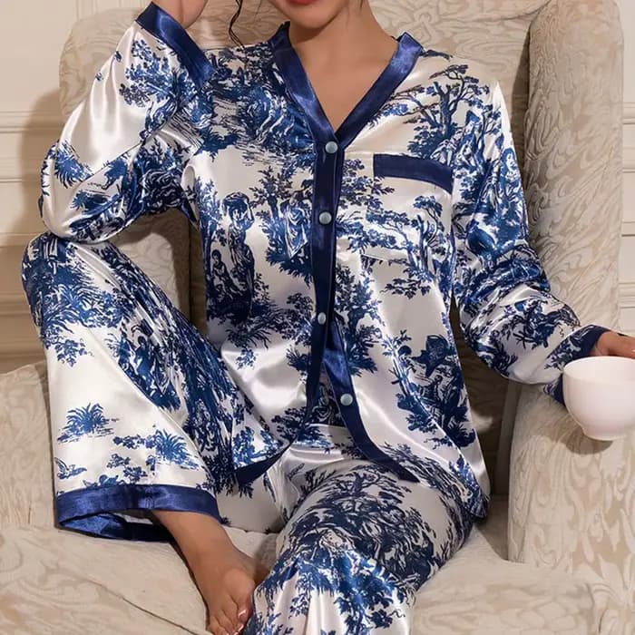 Pyjamas à manches longues femmes femme pyjama ensemble vêtements de maison
