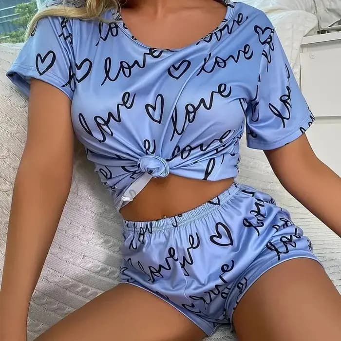 2026 Femmes décontracté mignon merdes en plein air avec Shorts Pyjamas ensembles à manches courtes vêtements de nuit 2