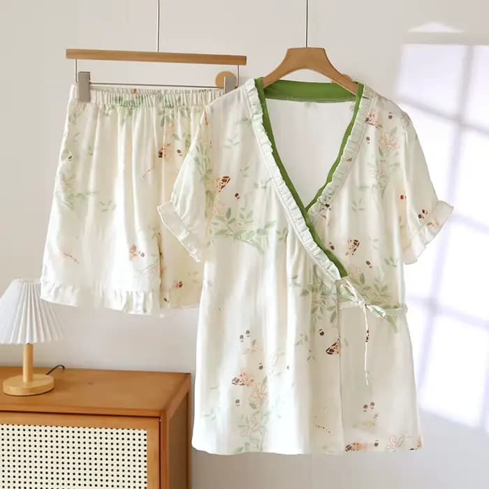 Ensemble pyjama d'été en coton de bambou pour femmes