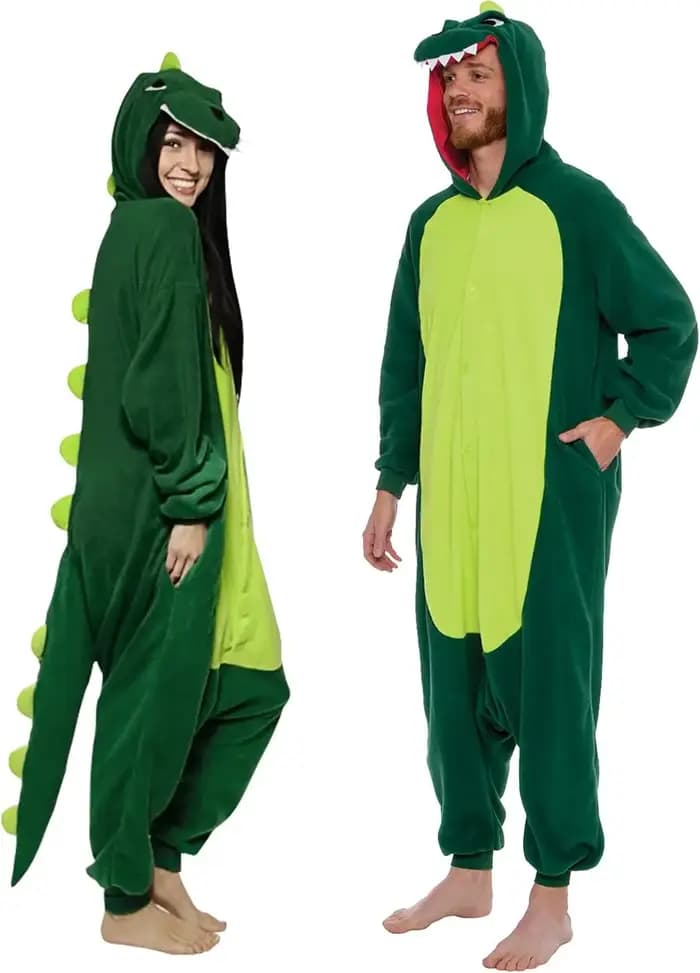 Combinaison adulte dinosaure - Costume d'Halloween T-Rex - Pyjama de dessin animé Dino en peluche