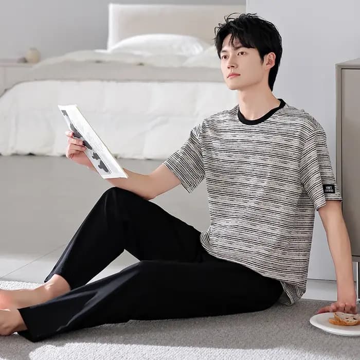 Grande taille M-4XL hommes pyjamas ensemble été 100% coton à manches courtes Pijama mâle décontracté rayé vêtements de nuit