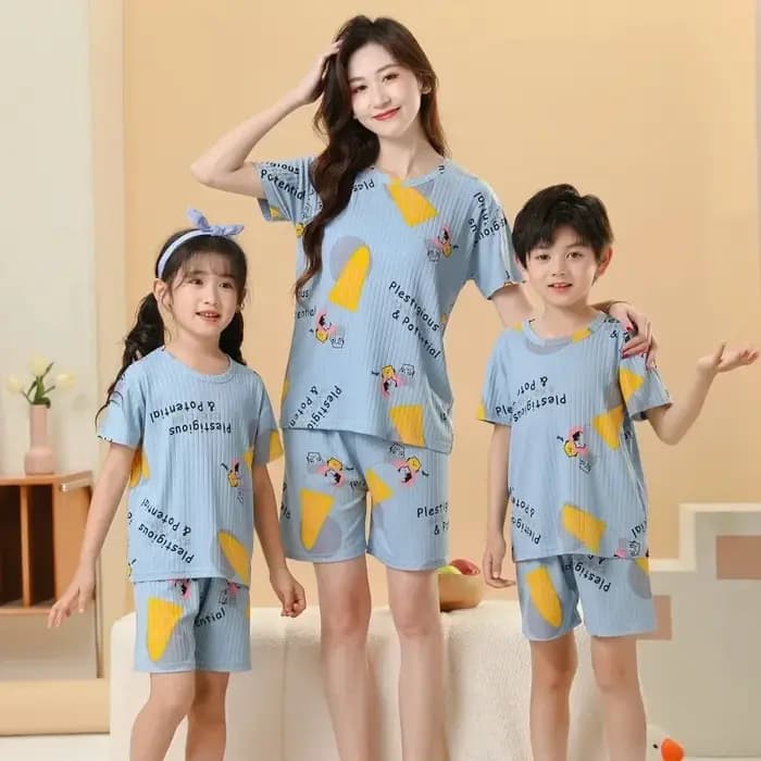Pyjama à Manches Courtes en Soie Glacée pour Adolescent