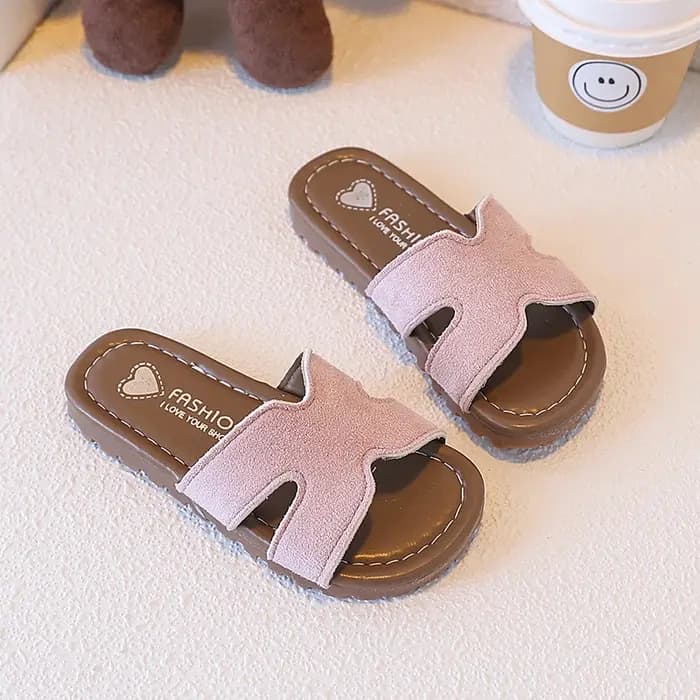 Chaussons d'été pour garçons et filles, à bout ouvert, décontractés, chaussures plates pour enfants, couleurs unies, semelle souple, antidérapante, chaussures quotidiennes chics pour enfants
