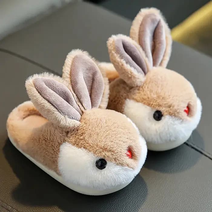 Mignon lapin enfants pantoufles maison hiver mode garçons filles casual en peluche