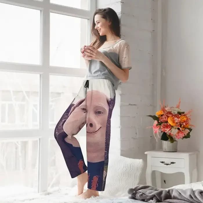 Pantalon de pyjama personnalisé John Pork pour femme, pantalon de détente, vêtements de nuit avec poches