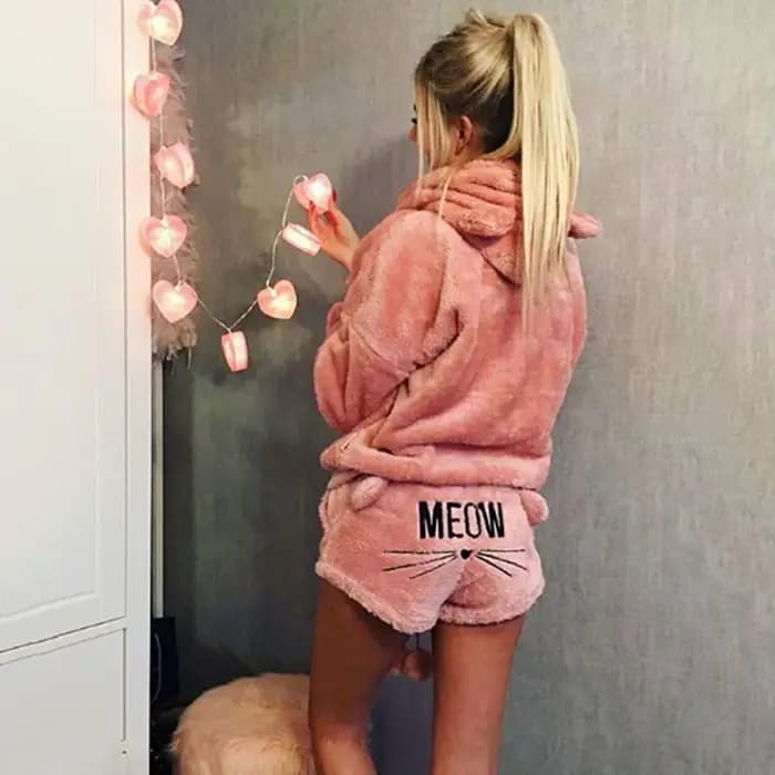 Femmes polaire Pijamas femme Pyjamas ensemble automne hiver chaud Pyjamas femmes Sexy Lingerie chat Pijama Mujer vêtements de nuit Homewear