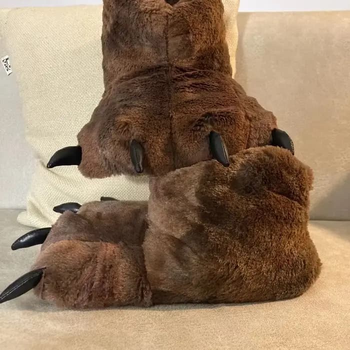 Nouveauté vert moelleux pantoufles femmes Deisnger Animal patte fourrure diapositives haut doux chau