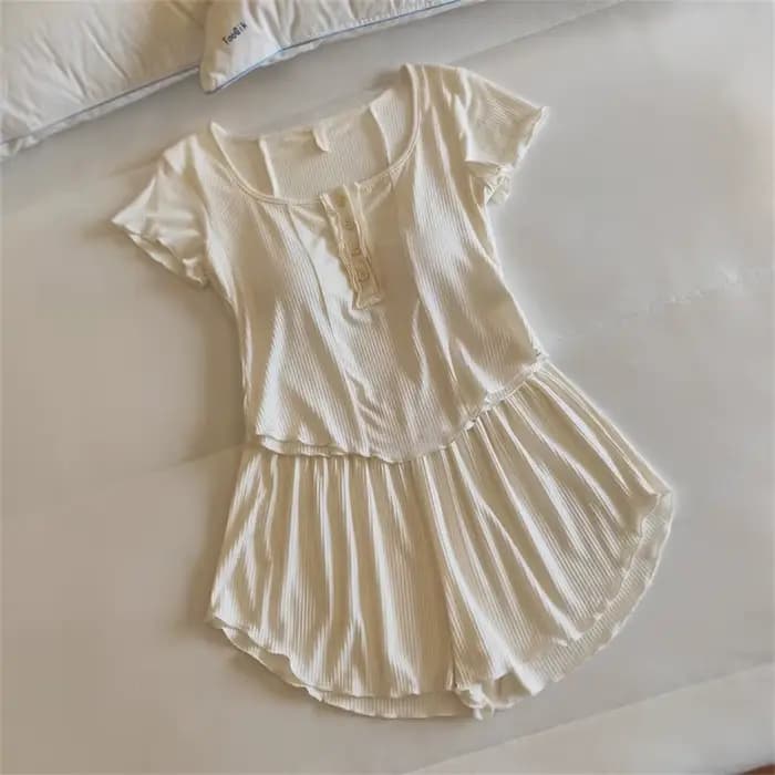 Ensemble pyjama Femme Modal manches courtes Short costume vêtements de maison