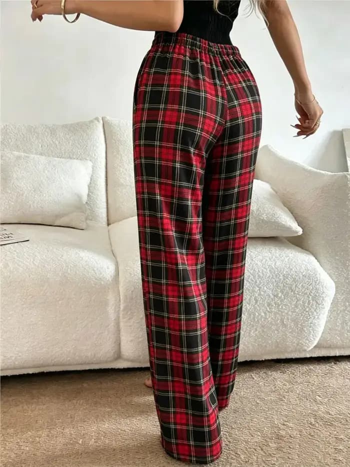 Nouveau pantalon de pyjama à carreaux rouge et noir 2026 – Doux