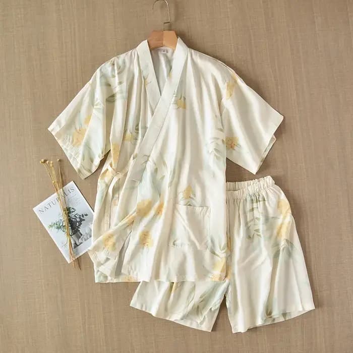 Ensemble Kimono Japonais Rose à Manches Courtes pour Femme
