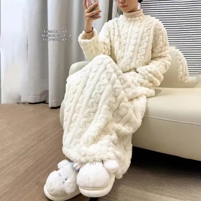 Chemise de nuit en flanelle à manches longues pour femmes