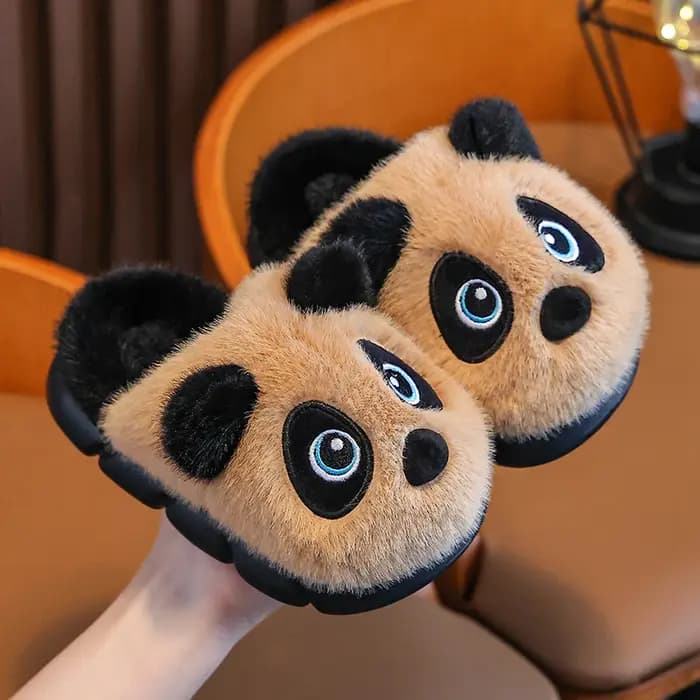 Adorables pantoufles d'hiver en coton chaud Panda