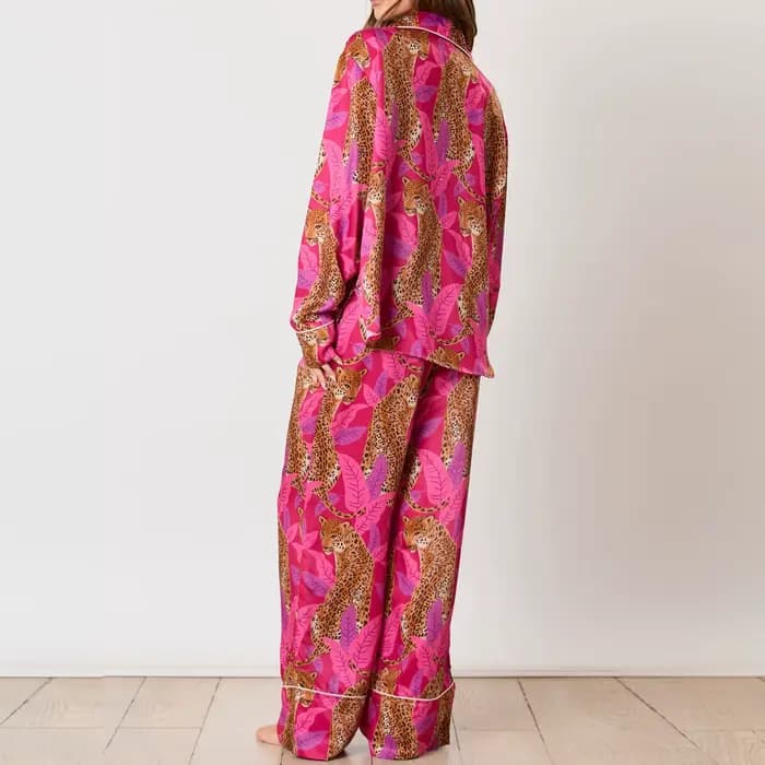 Hirigin-Ensemble pyjama imprimé léopard pour femme