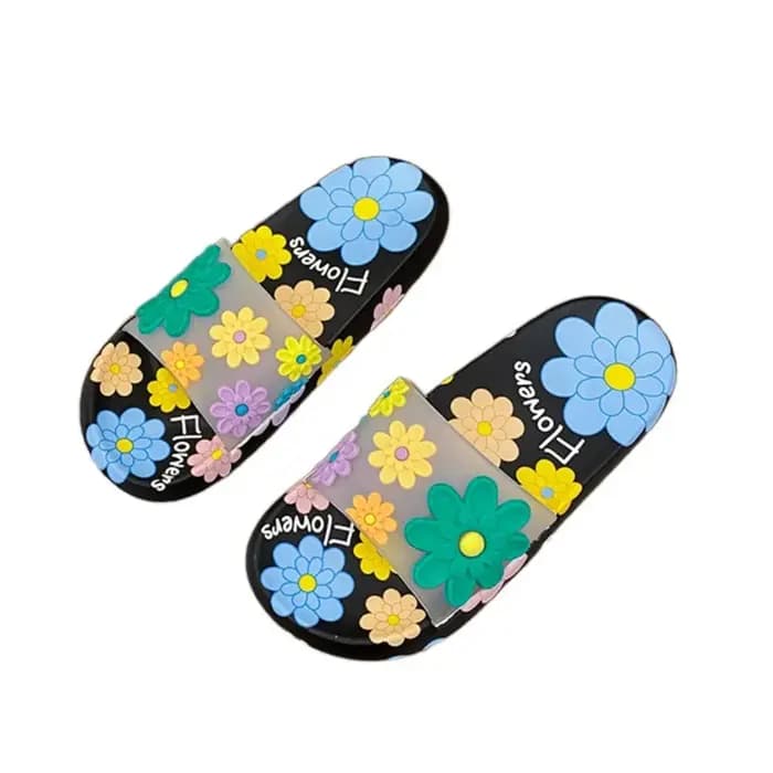 Pantoufles à fleurs antidérapantes décontractées