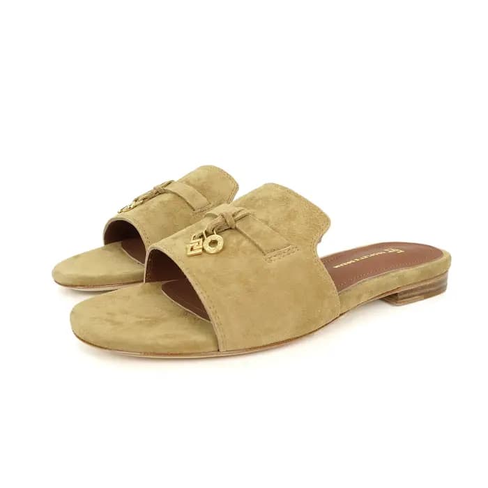 Pantoufles plates en daim de mouton pour femmes