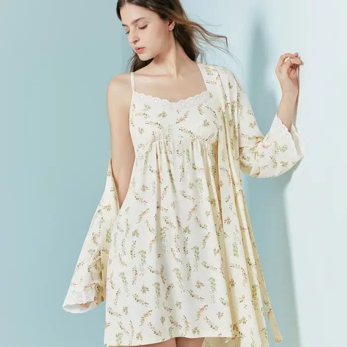 Ensemble pyjama et robe de chambre décontracté SUJIIN pour femme